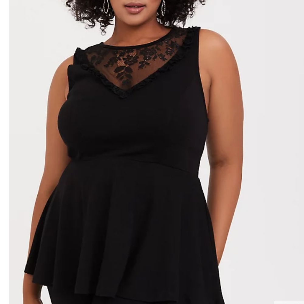Torrid black lace insert peplum